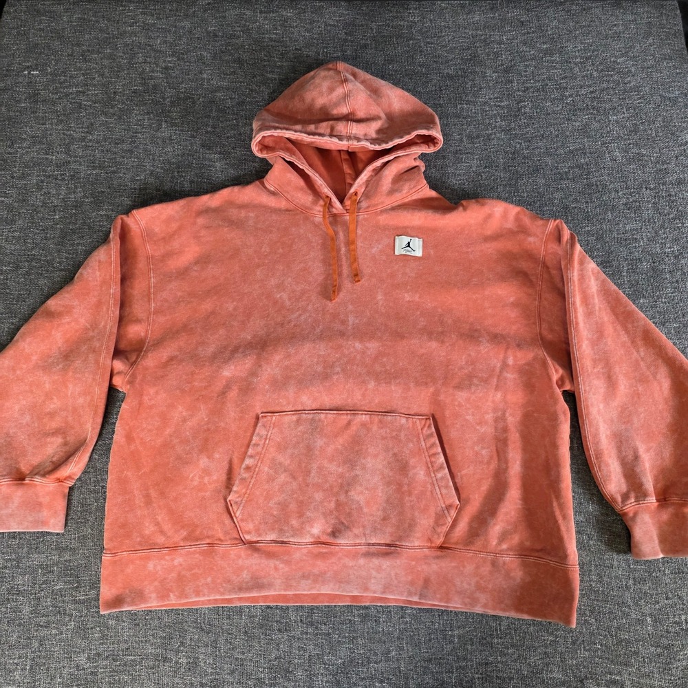 Jordan Flight Essentials Oversized Hoodie Orange Acid Wash DX0442-812 Mens L